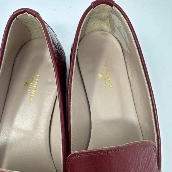 Cuoieria Fiorentina Women's Loafers Shoes US 6.5/ EU 37 Red Leather Floral Italy - Picture 2 of 7
